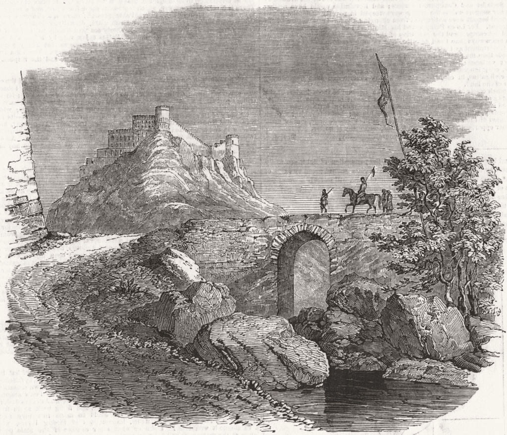 PAKISTAN. Ft of Attock. left bank Indus 1849 old antique vintage print picture